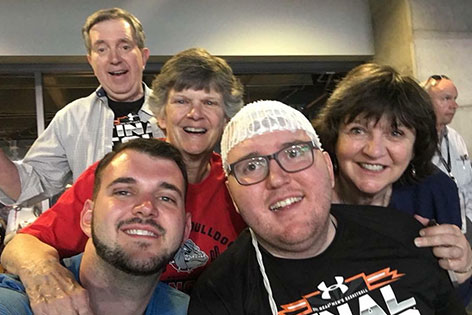 Joe Smeeding, front right, at the 2017 NCAA men's basketball Final Four Tournament in Phoenix with his mother, father, brother and aunt.